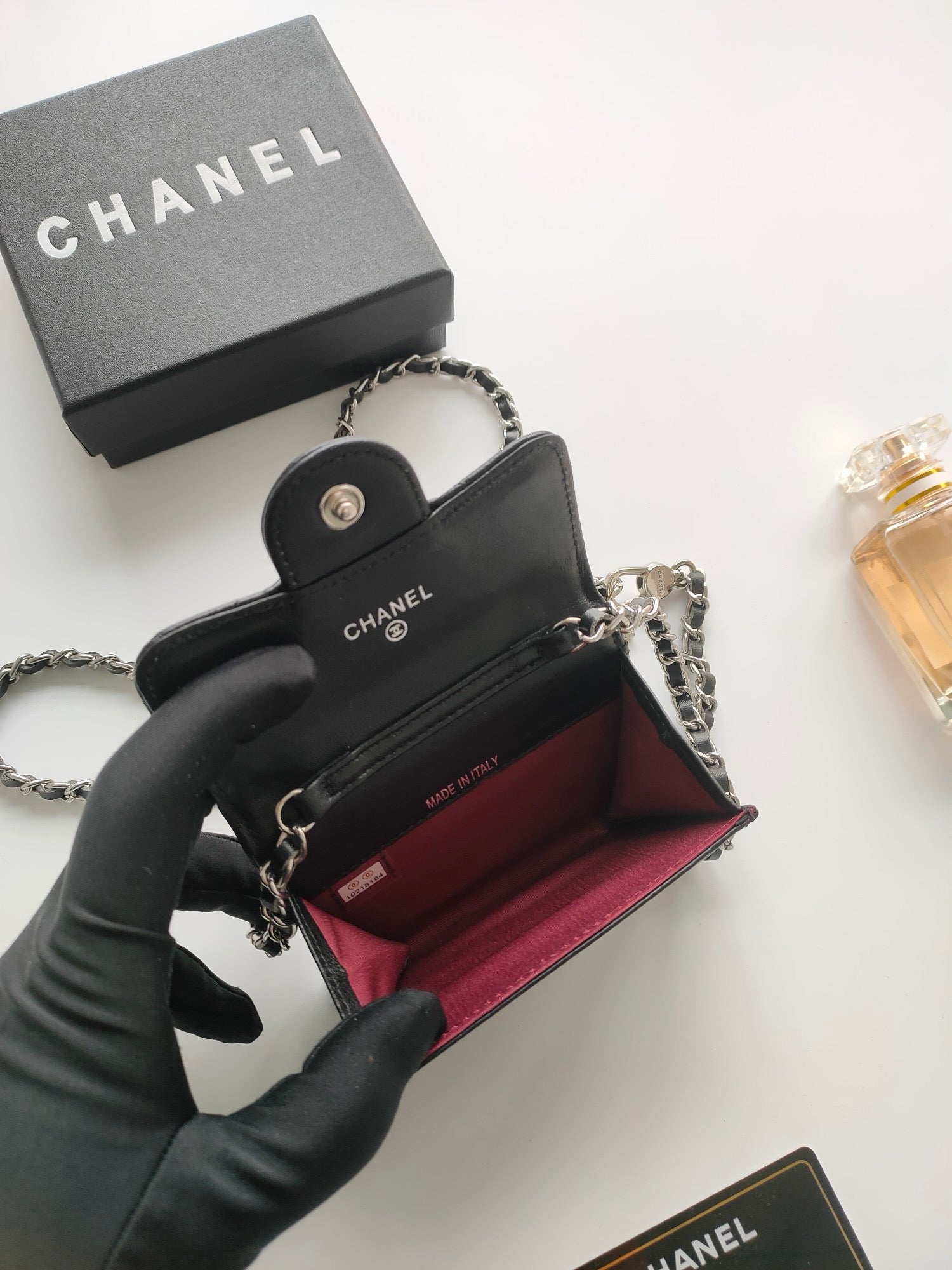 Mini cc [noir] lisse/argent