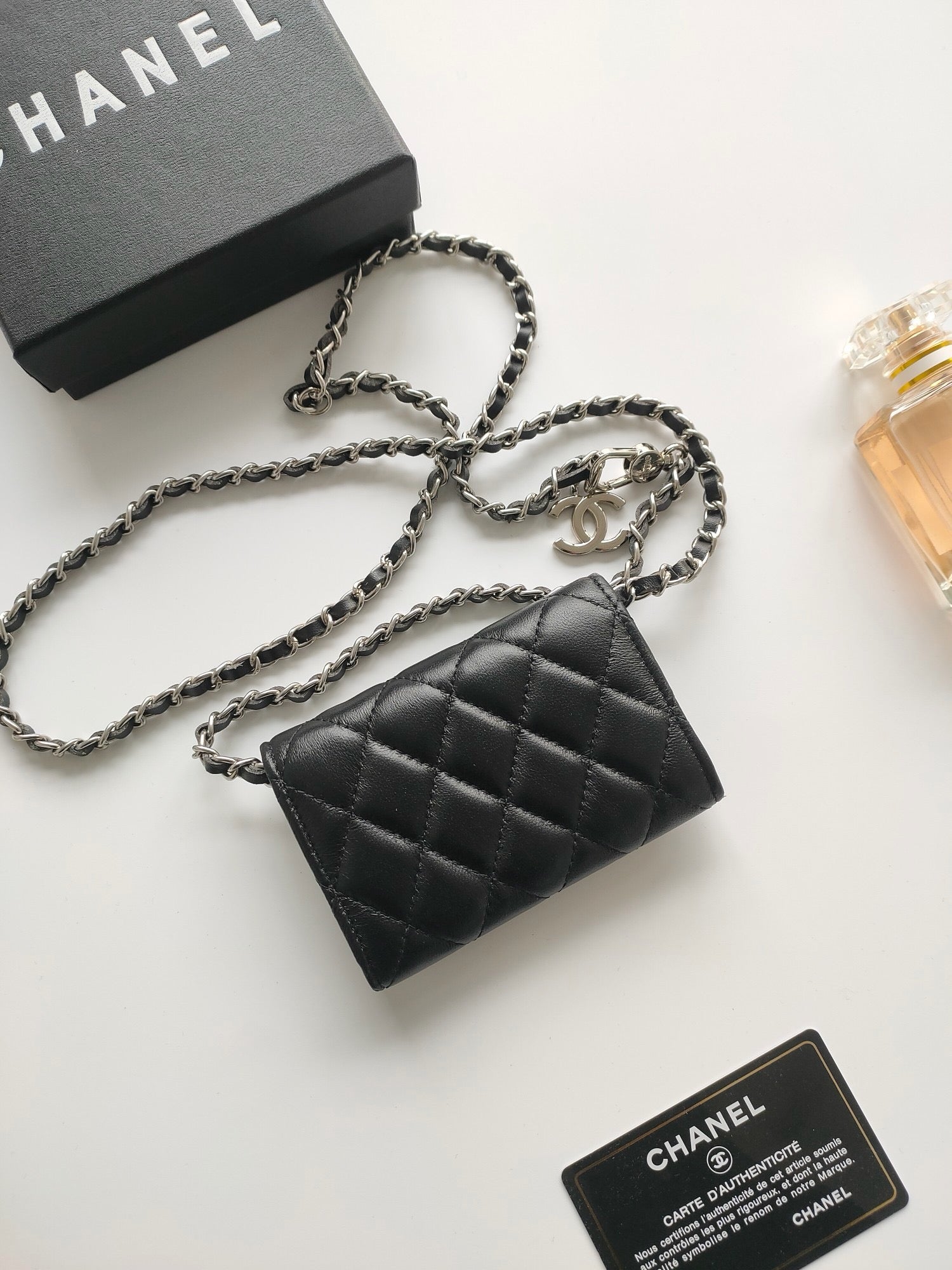 Mini cc [noir] lisse/argent