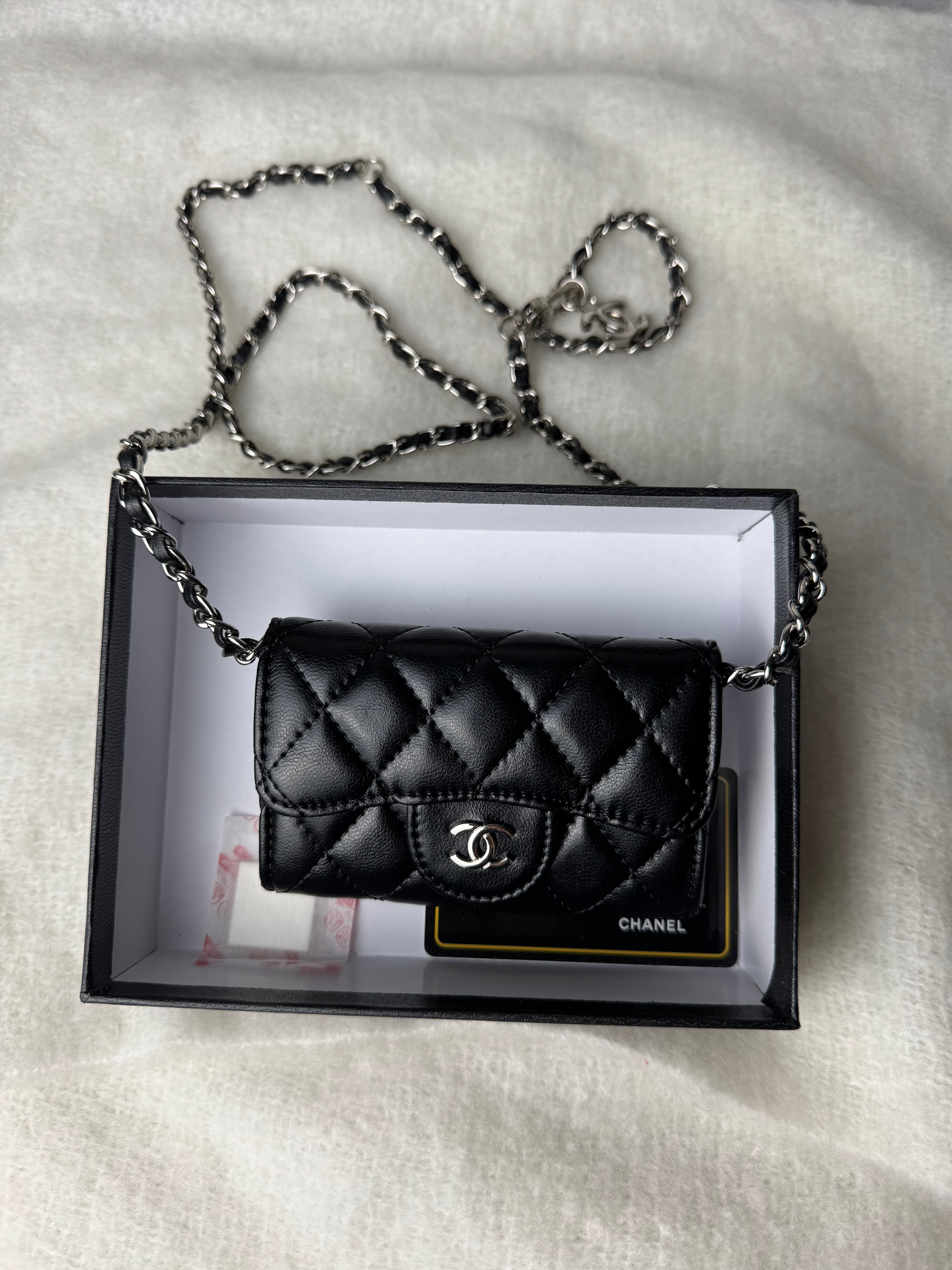 Mini cc [noir] lisse/argent